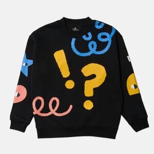 SIDEKICK: Black fleece-lined crewneck sweater